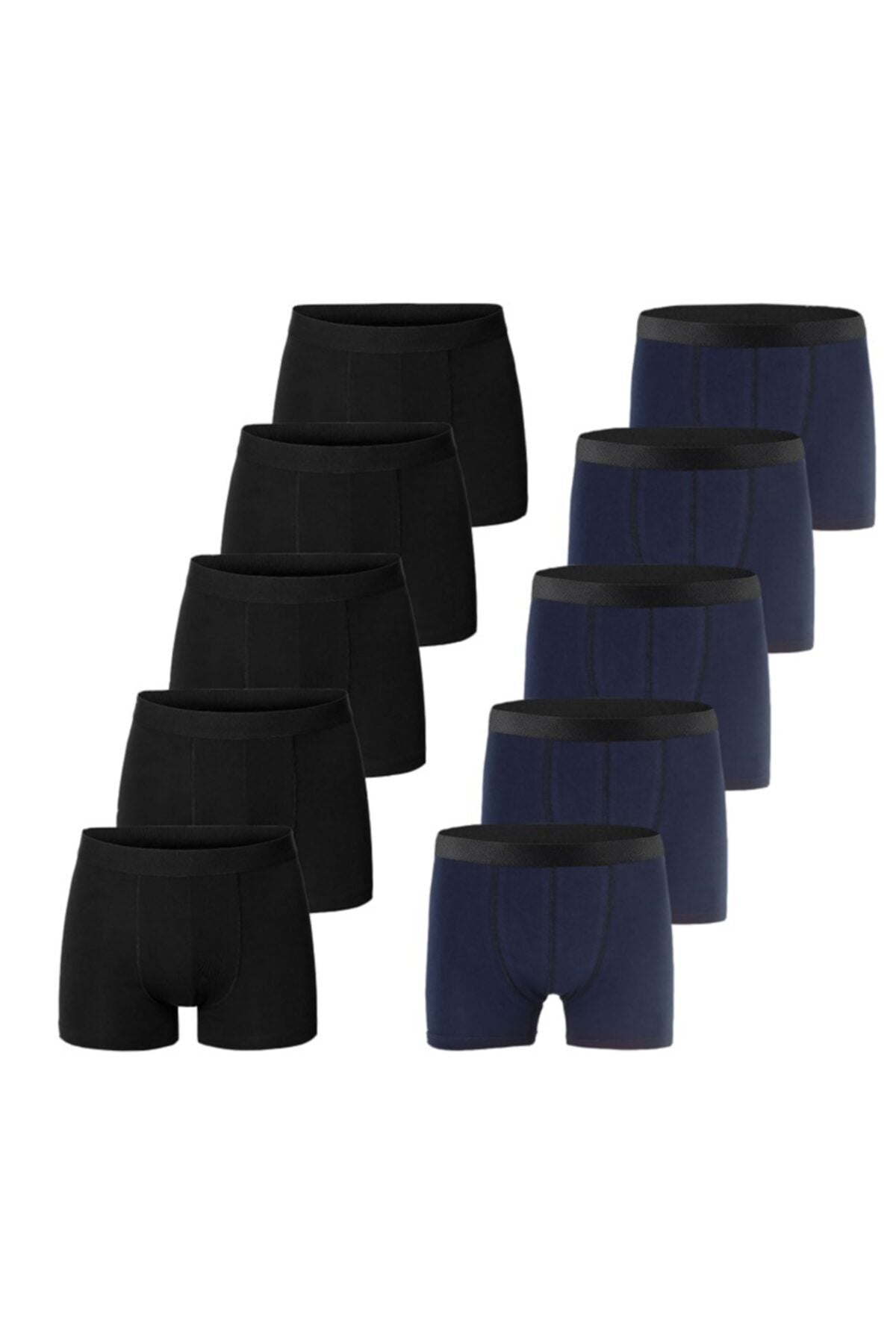 Men'S Black Navy Blue Lycra Boxer 10 Pack