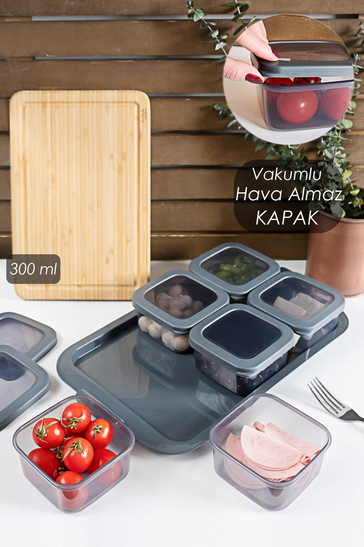 6-Piece Breakfast Storage Container With Tray Silicone Lid Storage Container With Lid Breakfast Set