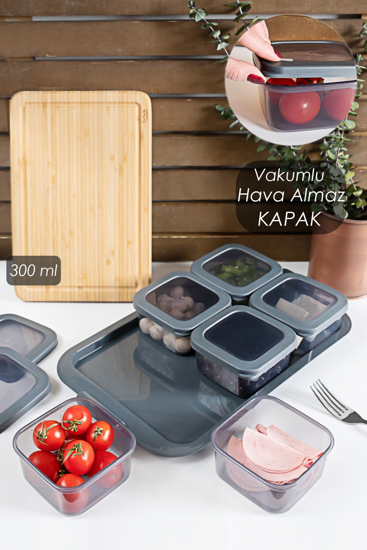 6-Piece Breakfast Storage Container with Tray Silicone Lid Storage Container with Lid Breakfast Set