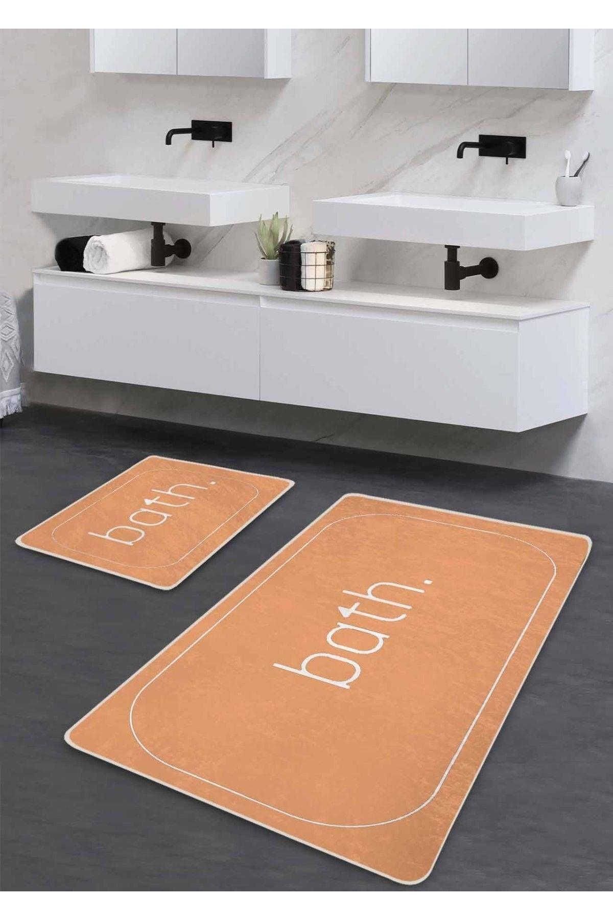 Non-Slip Base Washable Double Bath Mat - Salmon Bath Patterned 60*100 Cm - 50*60 Cm - Swordslife