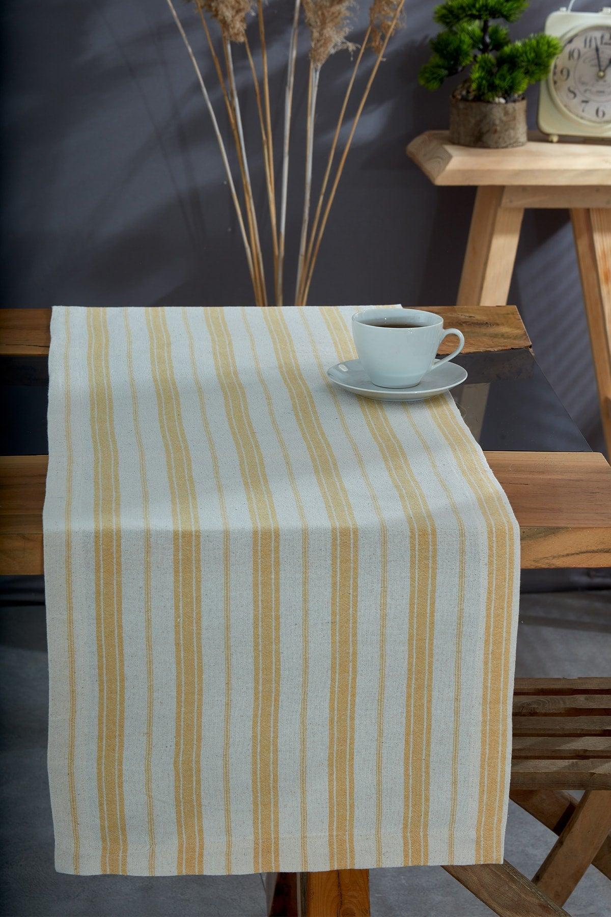 Washed Cotton Mustard Runner Table Cloth 50x150 Cm - Swordslife