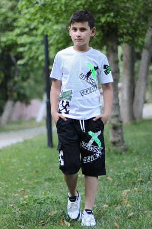 X Printed Men'S Capris Men'S Bottom Top Tracksuit Set