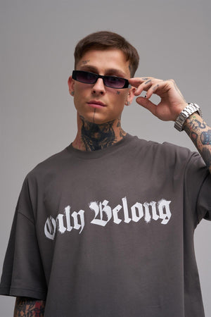 Unisex Large Size Only Belong Printed Cotton T-Shirt Smoke