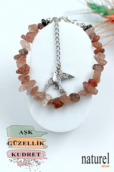 Natural Stone Rose Quartz Women's Bracelet - Broken Natural Stone - Gift Bracelet - Swordslife
