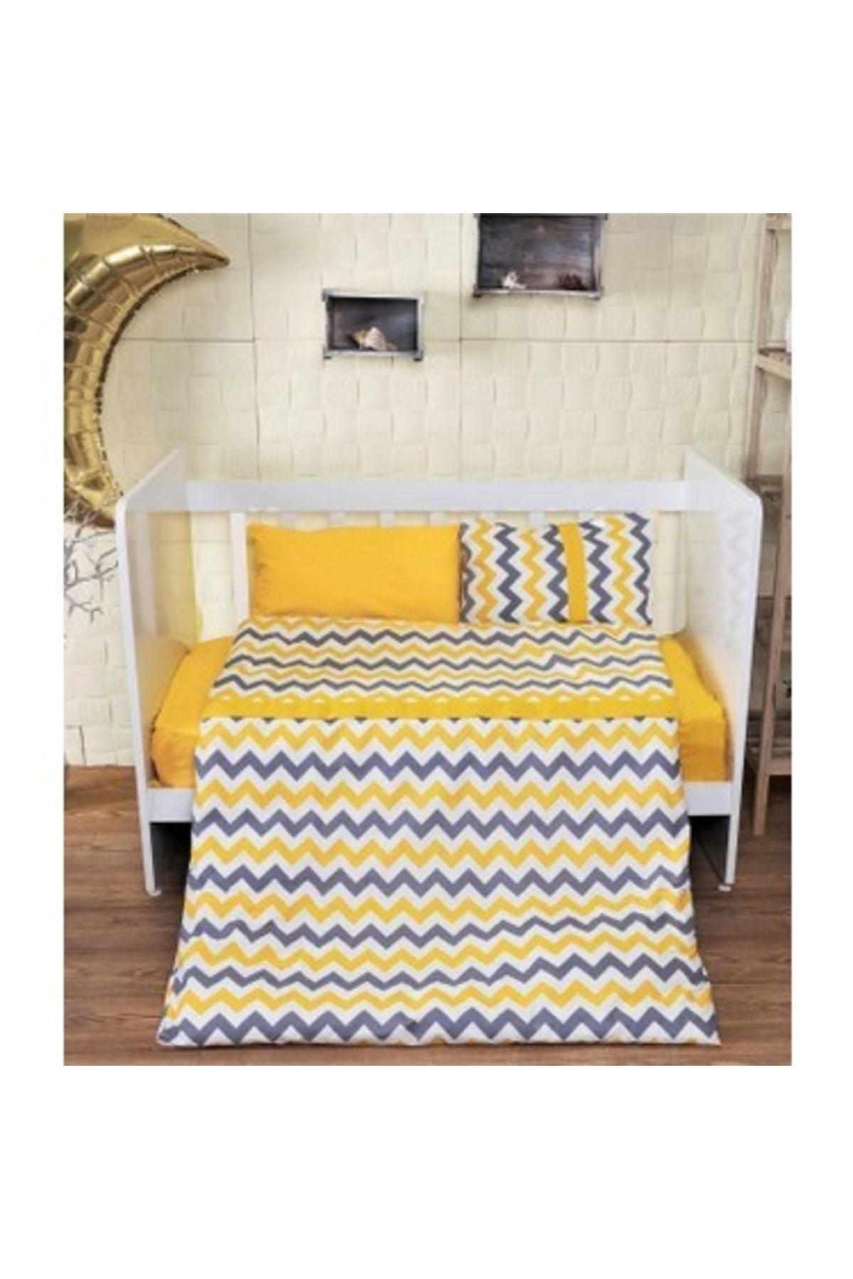 Yellow Zigzag Pattern Baby Duvet Cover Set