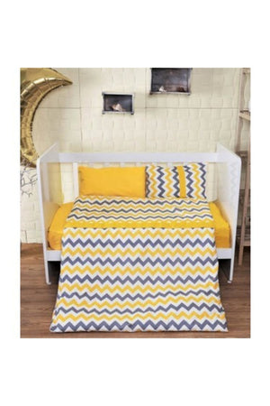 Yellow Zigzag Pattern Baby Duvet Cover Set