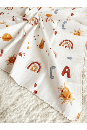 Multi-Purpose Muslin Blanket 80X90 Cm Baby & Child & Newborn Color Letter Muslin Blanket, Muslin Cloth