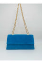 Women's Blue Suede Chain Strap Bag - Swordslife