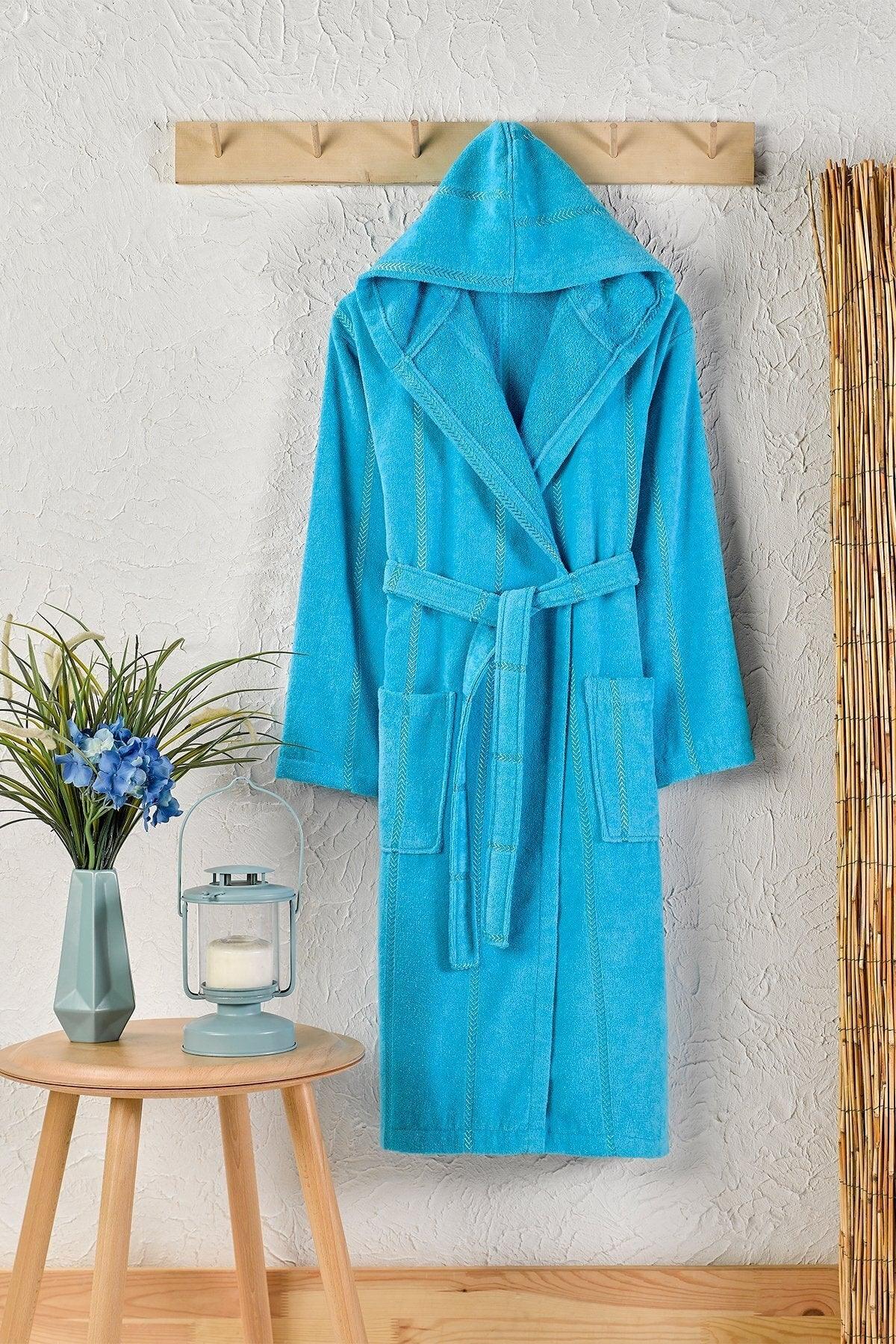 Cotton Velvet Hooded Unisex Bathrobe - Swordslife