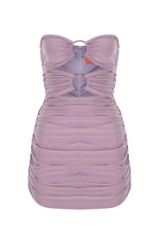 Lilac Bust Two-Ring Ruffle Strapless Draped Mini Evening Dress - Swordslife