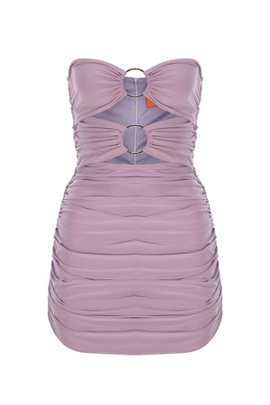 Lilac Bust Two-Ring Ruffle Strapless Draped Mini Evening Dress - Swordslife