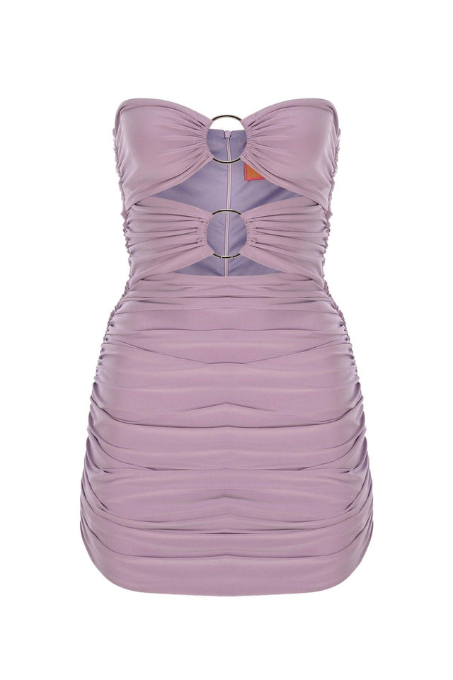 Lilac Bust Two-Ring Ruffle Strapless Draped Mini Evening Dress - Swordslife