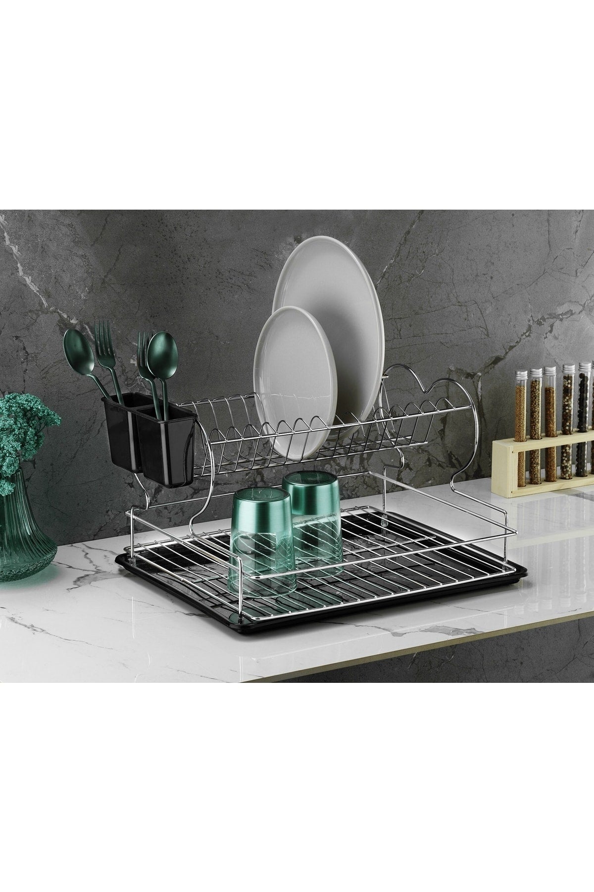 Lifetime Stainless Dish Rack Dish Basket Two-Tier Plate Rack Chrome