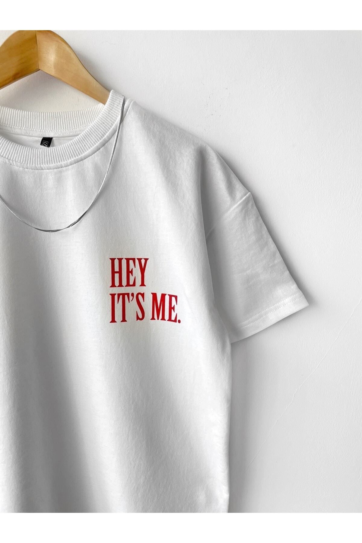 Men'S Hey It'S Me Printed Crew Neck Oversize T-Shirt