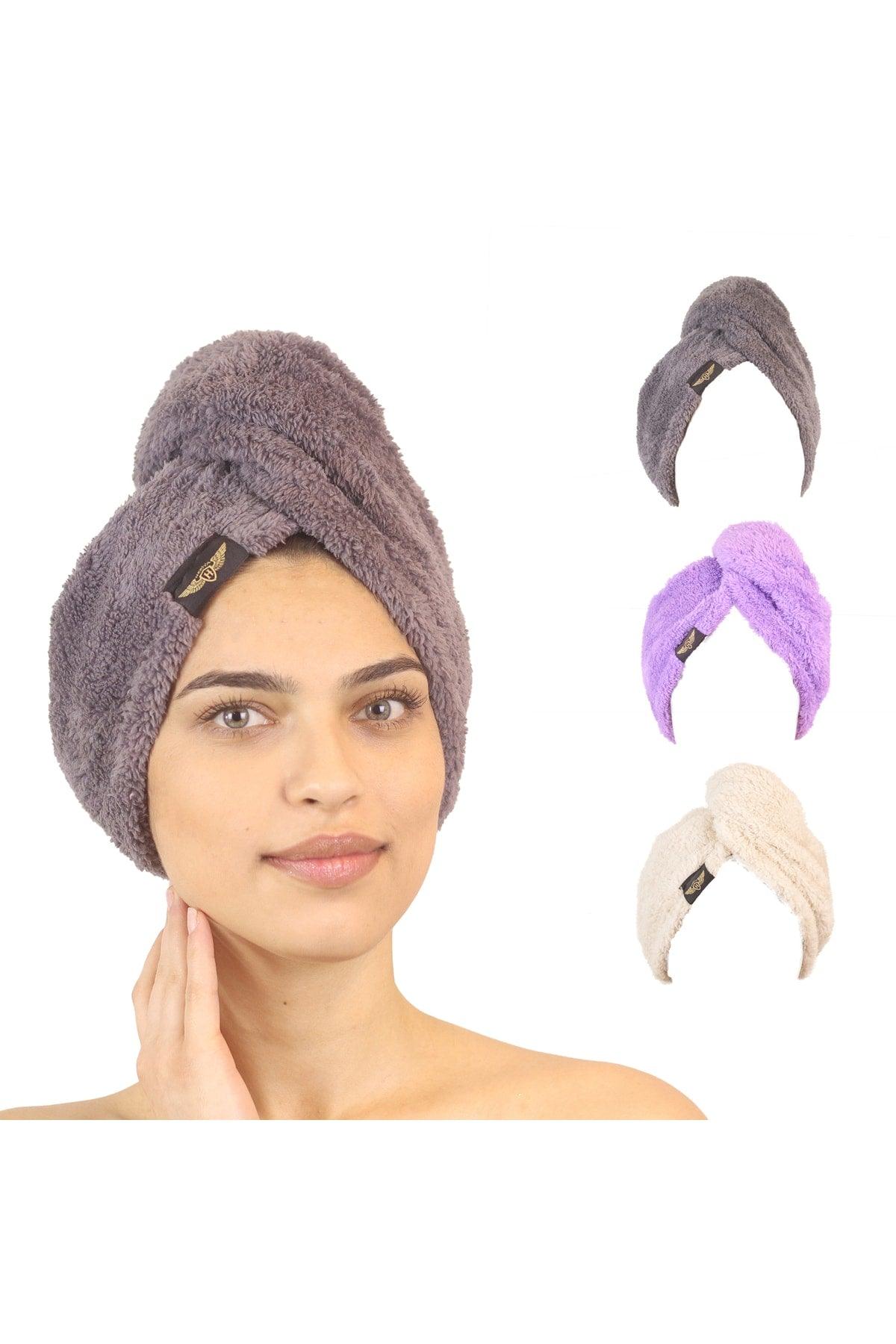 3 Pack Microfiber Hair Towel – 2 Button Hair Drying Cap – Quick Dry Turban - Swordslife