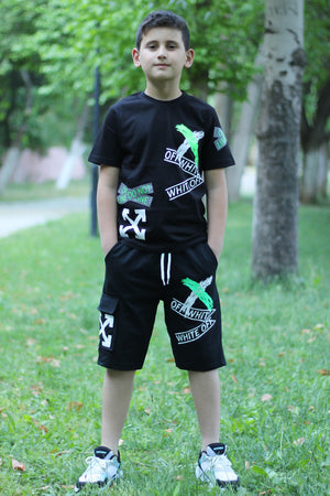 X Printed Men'S Capris Men'S Bottom-Top Tracksuit Set