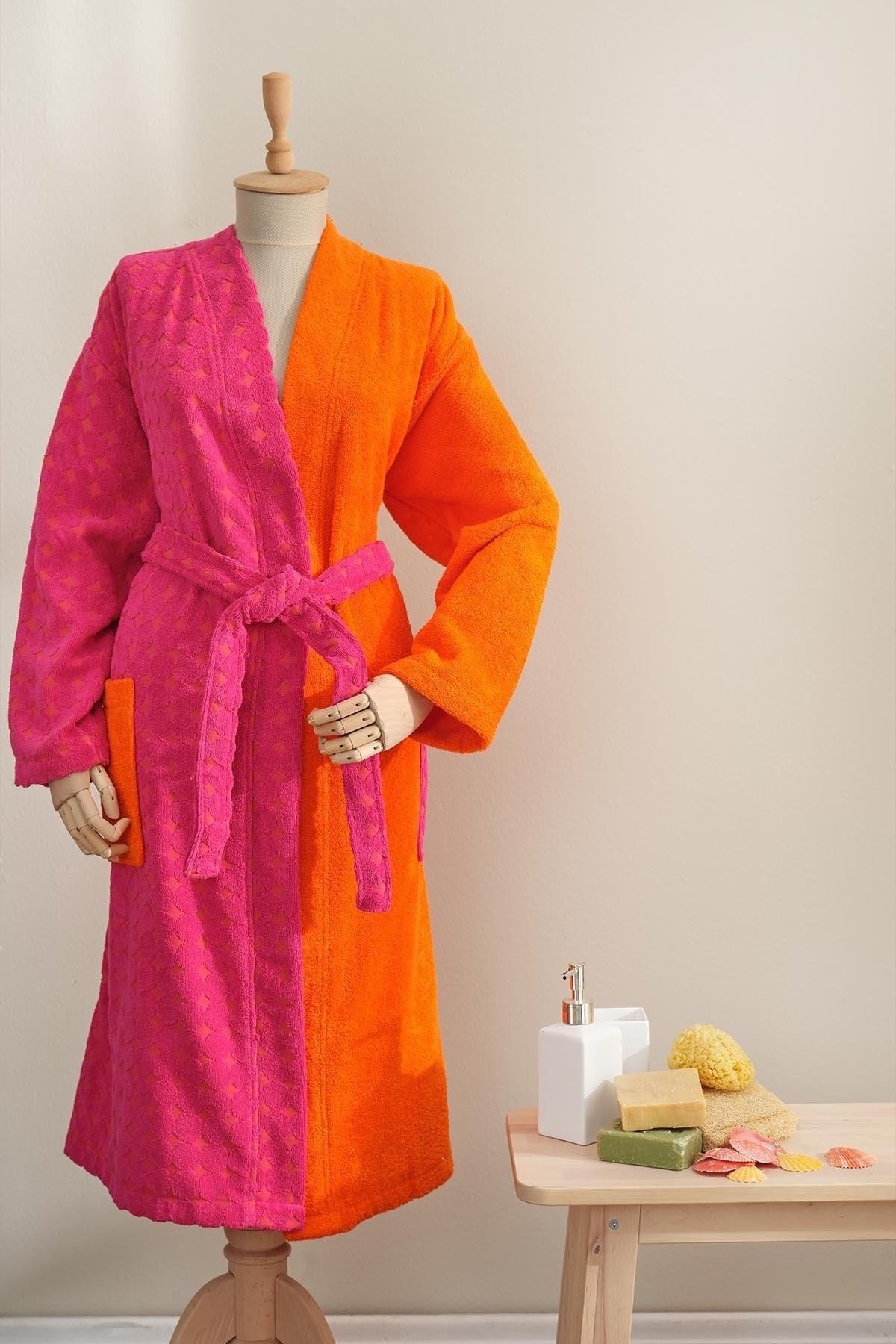 Young Audra Fuchsia Orange 100% Cotton Bathrobe S/m - Swordslife