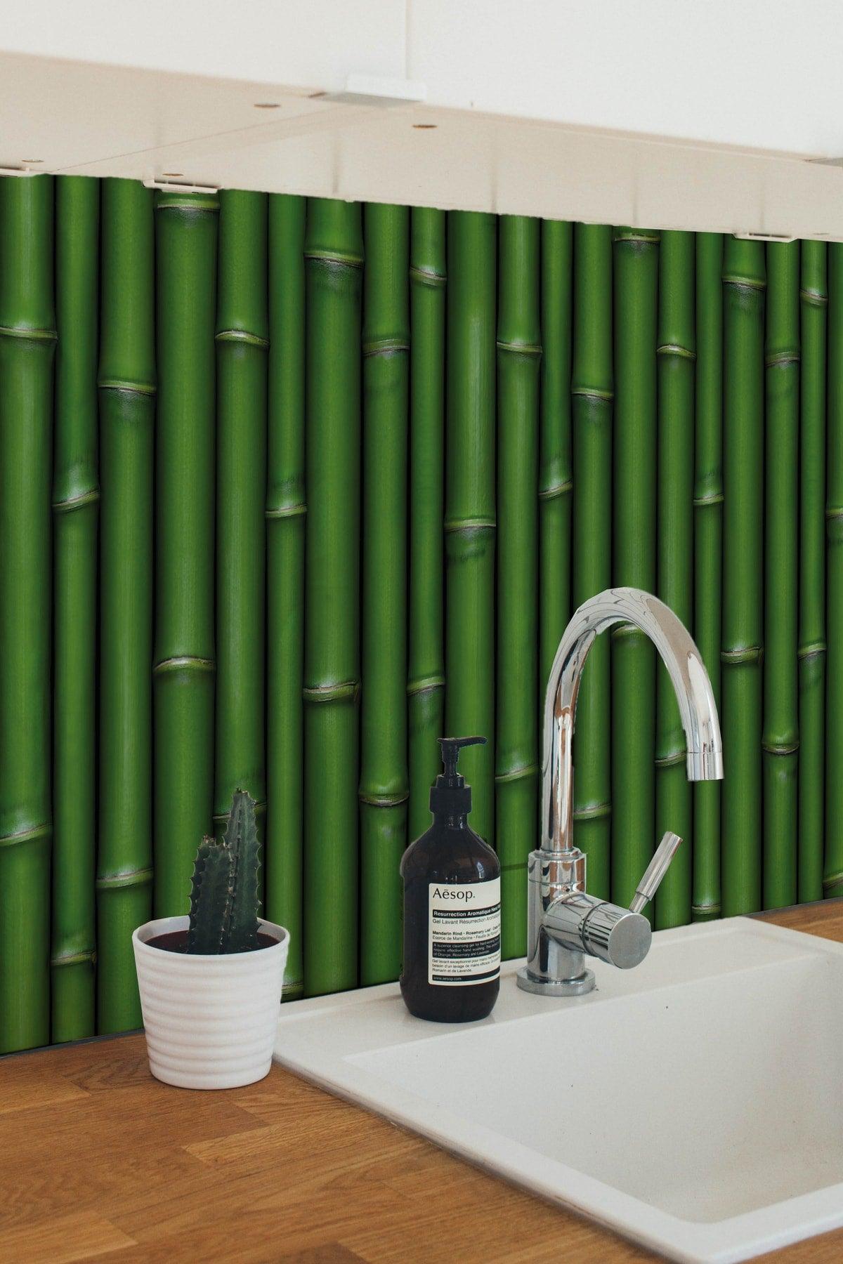 Bamboo Look Kitchen Countertops & Bathroom Tiles Self Adhesive Foil Coating Sticker - Swordslife