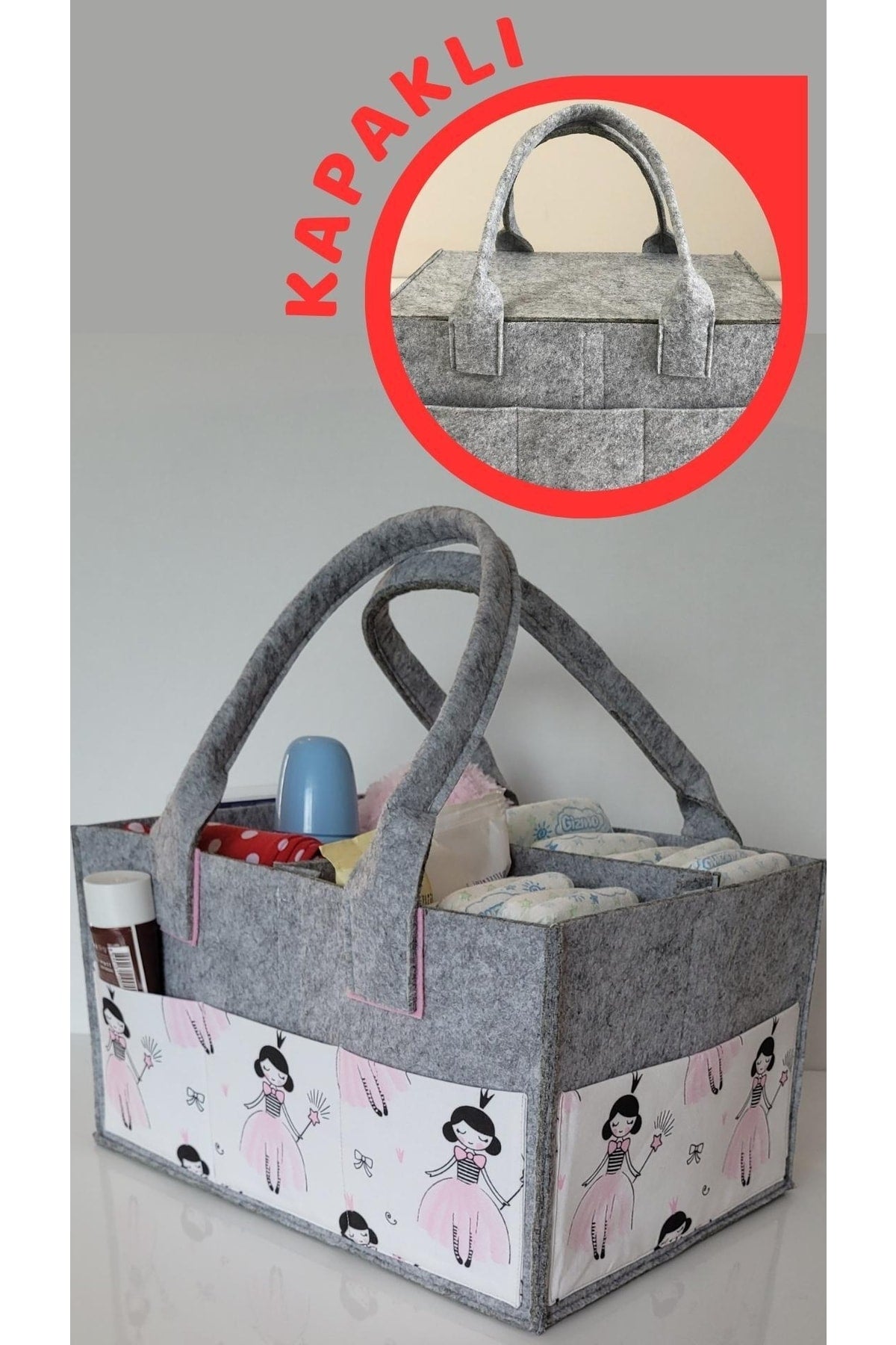 Handmade Multi-Purpose Felt Mother Baby Care And Organizer Bag Functional Organizer With Lid