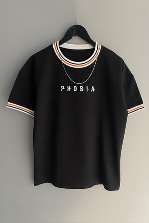 Men'S New Season Oversize Phobia Patterned Collar Detailed Summer T-Shirt