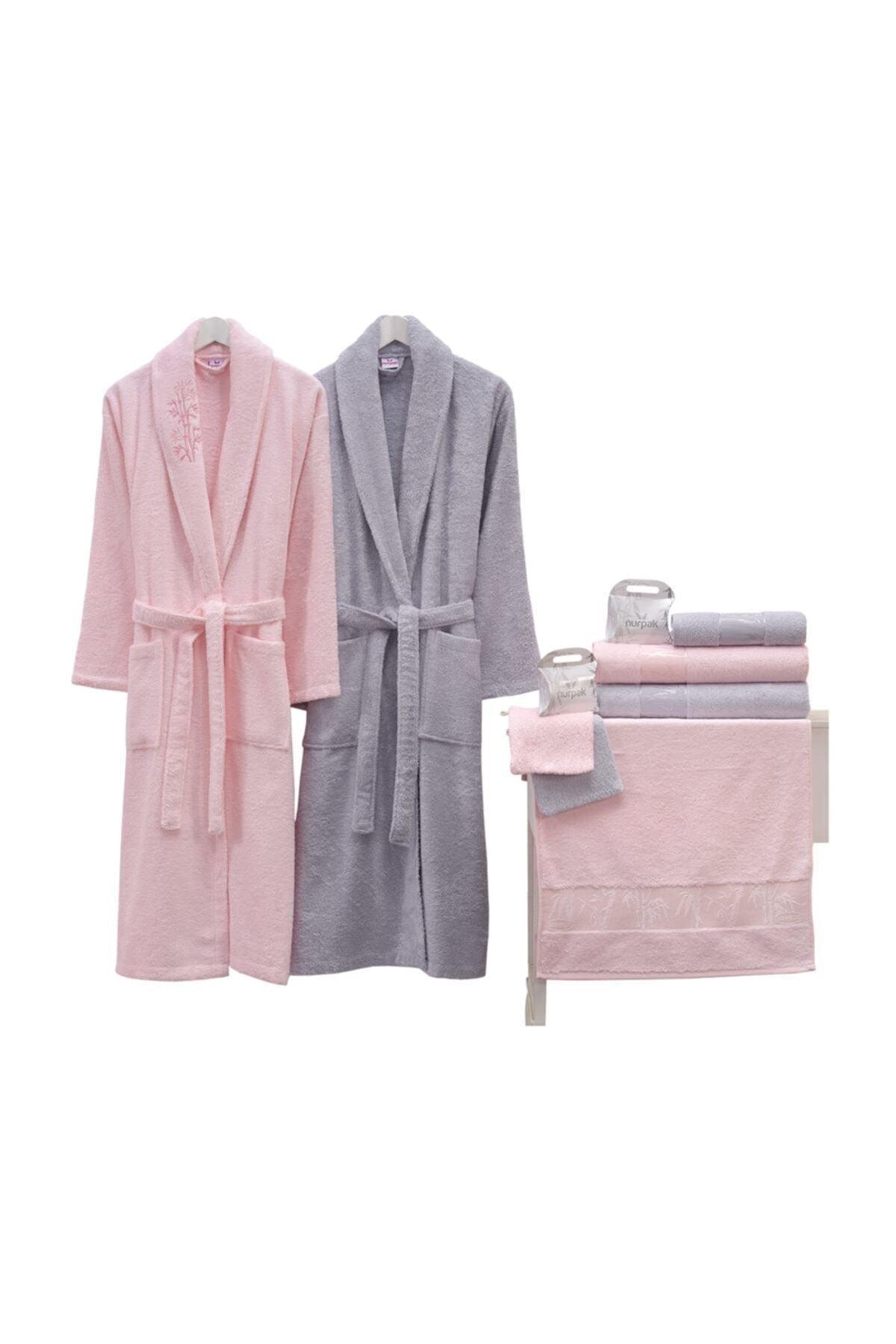 Bamboo Family Bathrobe Set (10 Pcs) Gray-powder Nrpk000550 - Swordslife