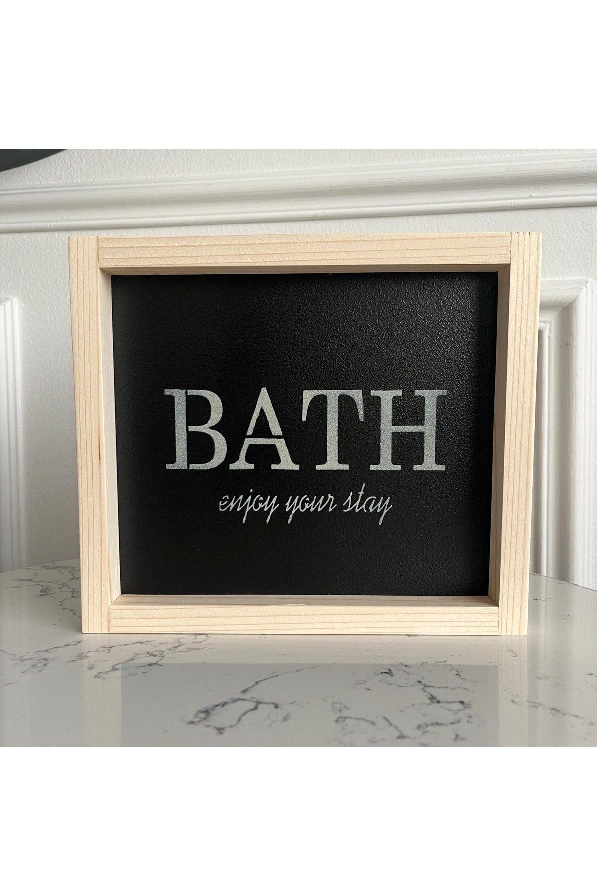 Wooden Natural Frame Black Bathroom Table ( Bath ) - Swordslife