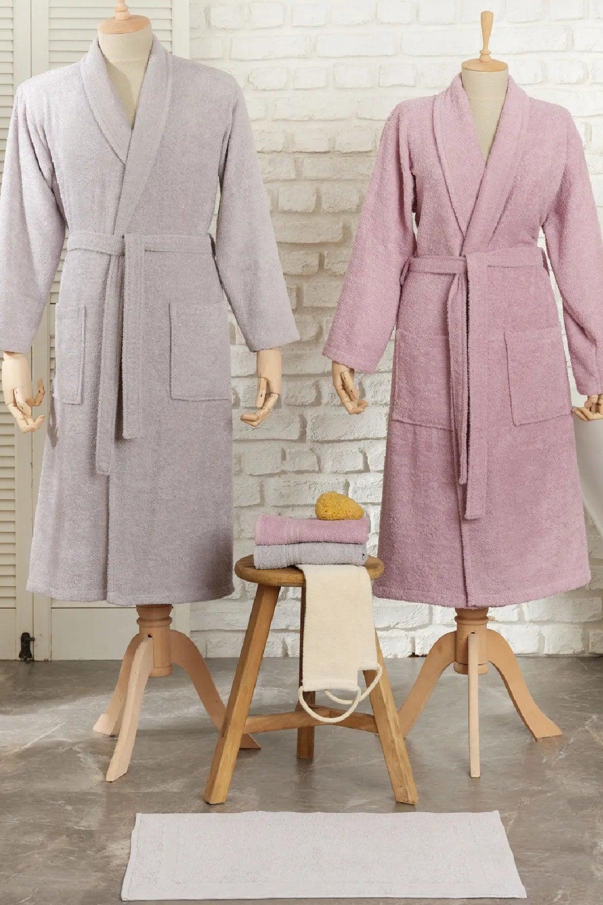 Maren Lilac-gray 5-Piece Family Bathrobe Set - Swordslife