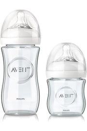 Natural Glass Bottle Set Of 2 240-120 Ml