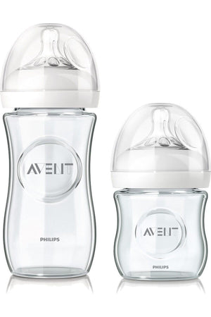 Natural Glass Bottle Set Of 2 240-120 Ml