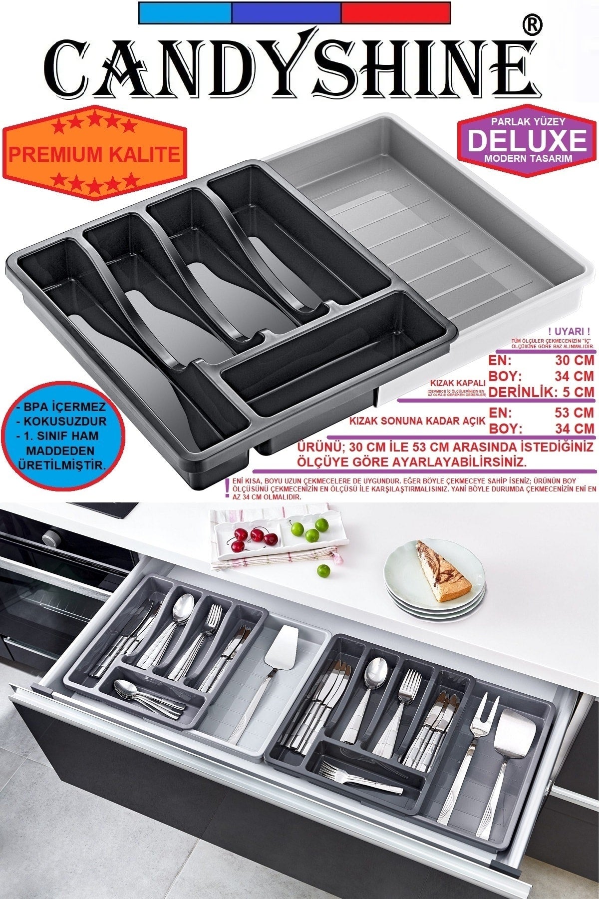 Sliding Cutlery Holder Expandable, Adjustable Size Sliding Cutlery Holder In Drawer