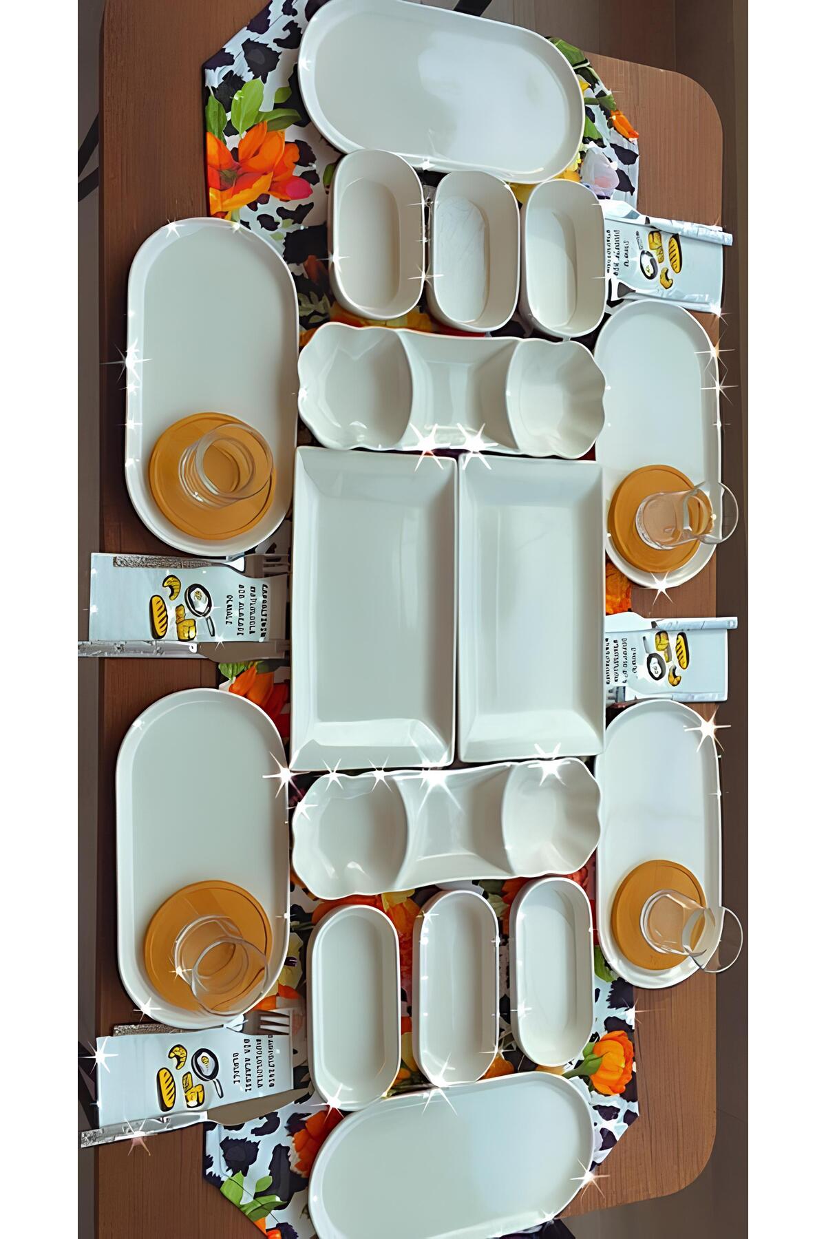16 Piece White swordslife Breakfast Set For 6 People, Breakfast Set And Dinner Set