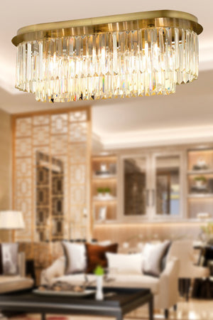 swordslife Rectangular Tumbled Crystal Stone Modern Design Dining Table Top Crystal Living Room Chandelier