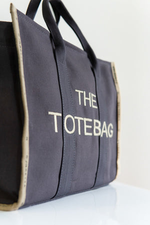 Women'S Gray Tote Bag Canvas Long Strap Bag Hand And Shoulder Bag