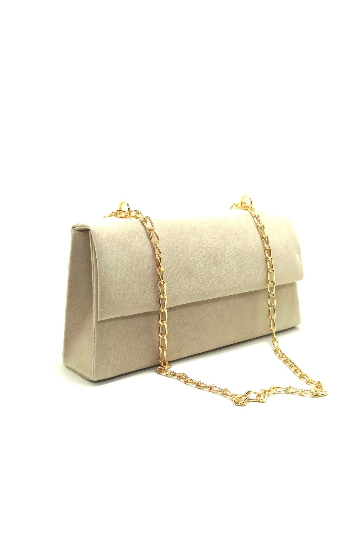 Women's Beige Suede Chain Strap - Swordslife