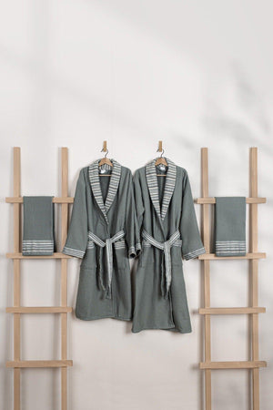 Limira Set of 4 Green Cotton 2 Bathrobes Sml-xl 2 Towels 50x90 2240 - Swordslife