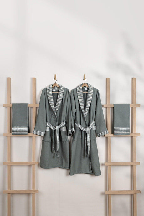 Limira Set of 4 Green Cotton 2 Bathrobes Sml-xl 2 Towels 50x90 2240 - Swordslife