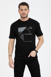Men'S Printed T-Shirt Regular Fit Black