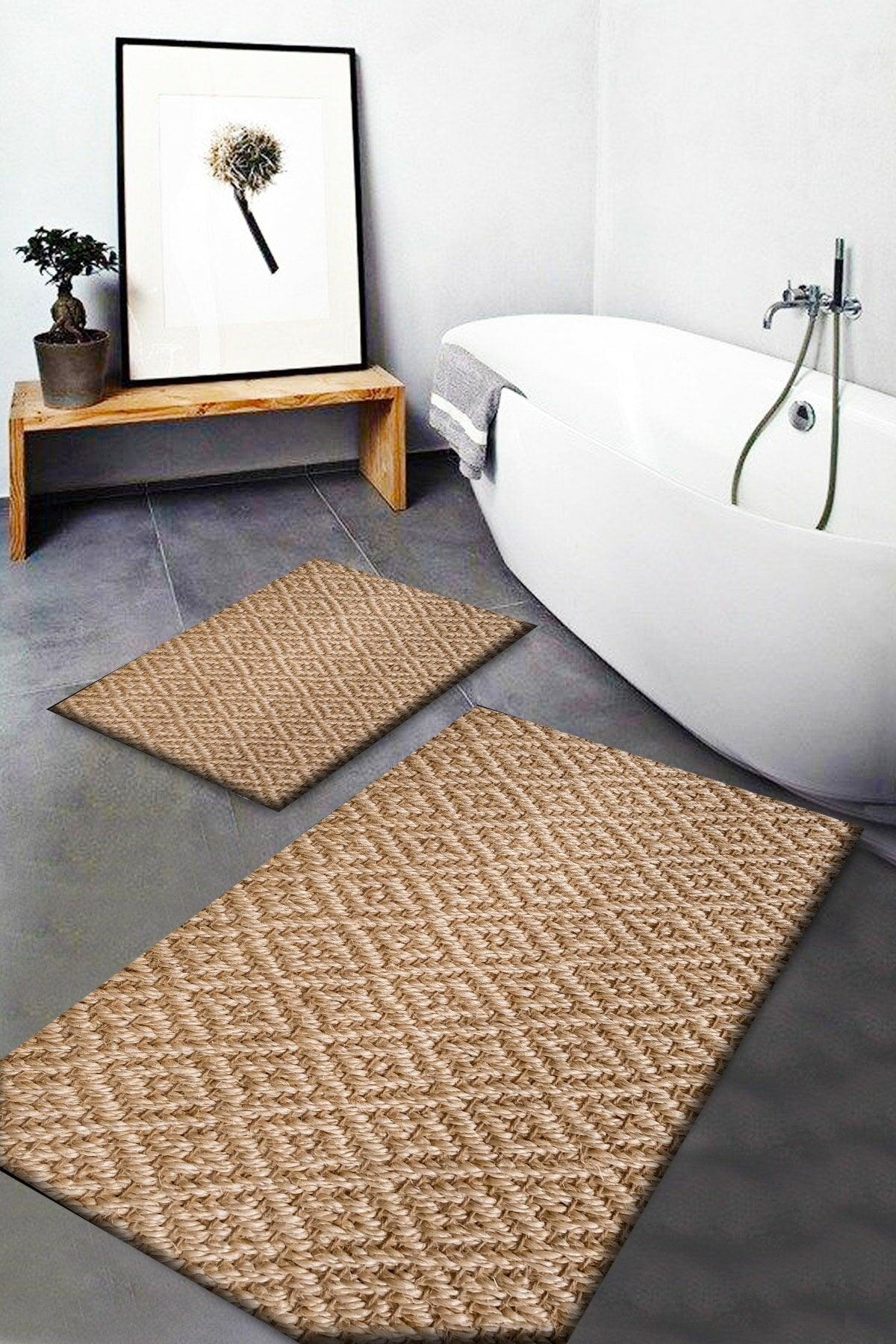 Wicker Sisal Jute Patterned Washable Non-Slip 2nd Bathroom Carpet Doormat Closet Set Jtsbny-6 - Swordslife