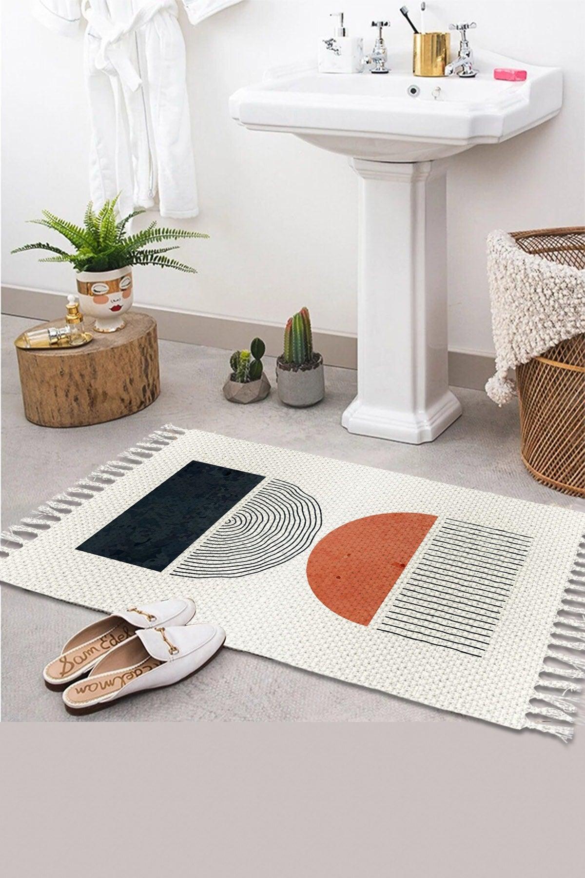 Patterned Washable Modern Single Bath Mat Carpet Vintage Woven Rug 50x80cm - Swordslife