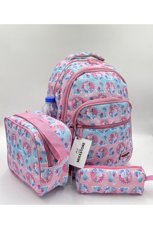 Elsa Patterned Light Pink Color Girl Backpack Primary School Bag With Food And Pencil Holder