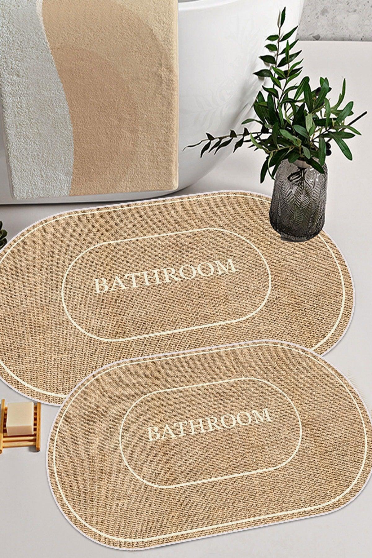 Digital Non-Slip Washable Jute Look Bath Modern Bath Mat Bath Rug Closet Set - Swordslife