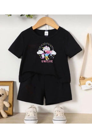 Unicorn Unique Printed Girl'S Shorts Set