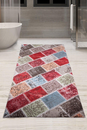 Lotto Claret Red 80x150 cm One Piece Bath Mat Non-Slip Base Large Size Bathroom Rug - Swordslife