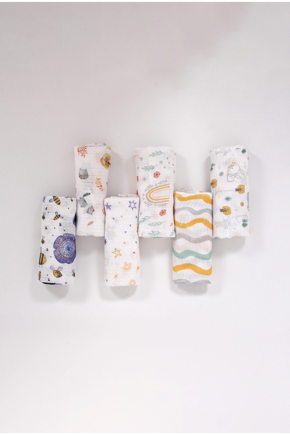 Digital Printed 6 Piece Multi-Purpose Muslin Cover Set - 75X75 Cm