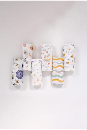 Digital Printed 6 Piece Multi-Purpose Muslin Cover Set - 75X75 Cm