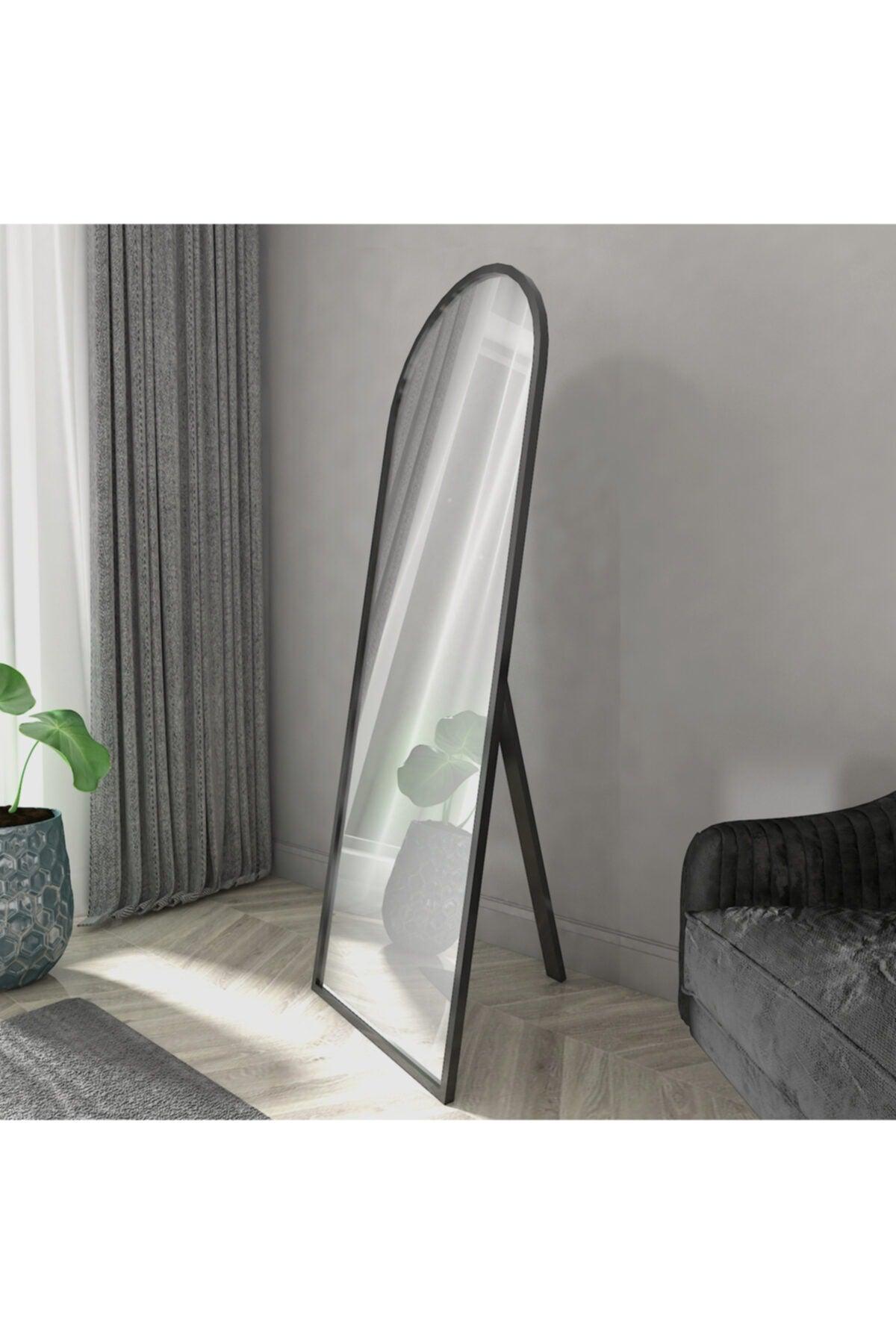 Black Oval Framed Footed Full Length Mirror - Swordslife