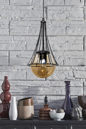 Lapis Single Black-Honey Globe Glass Chandelier