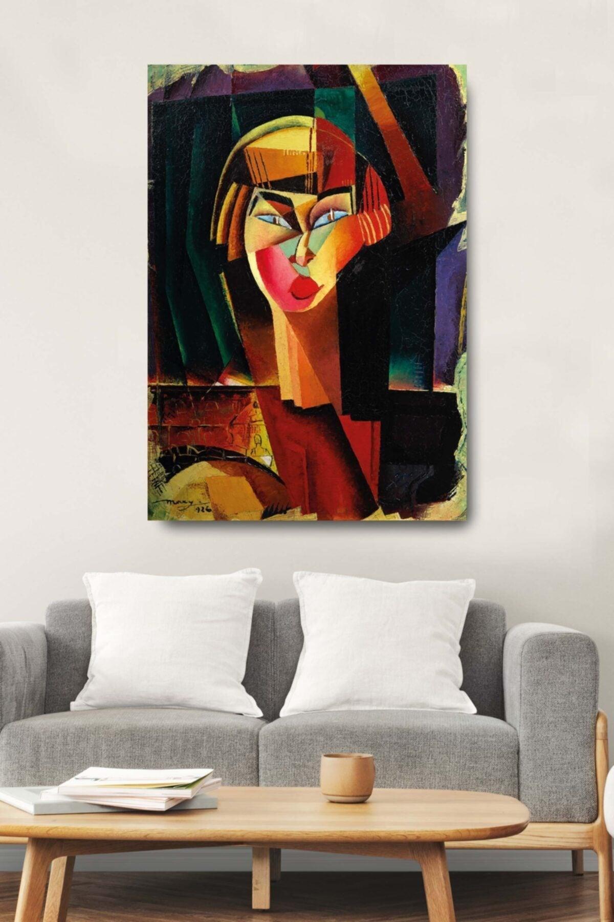 Abstract Cubist Woman Colorful Decorative Canvas Wall Painting - Swordslife