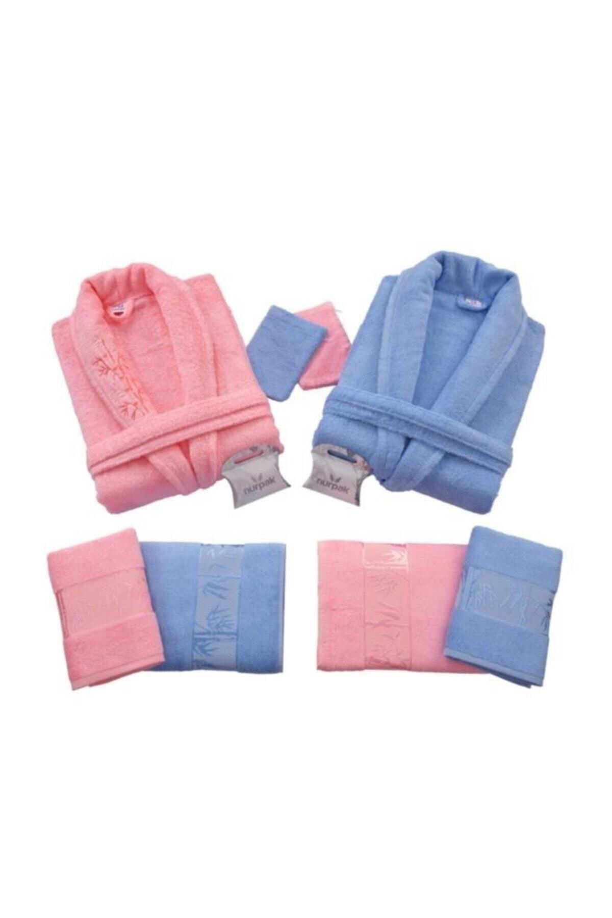 Bamboo Family Bathrobe Set (10 Pcs) Blue-pink - Swordslife