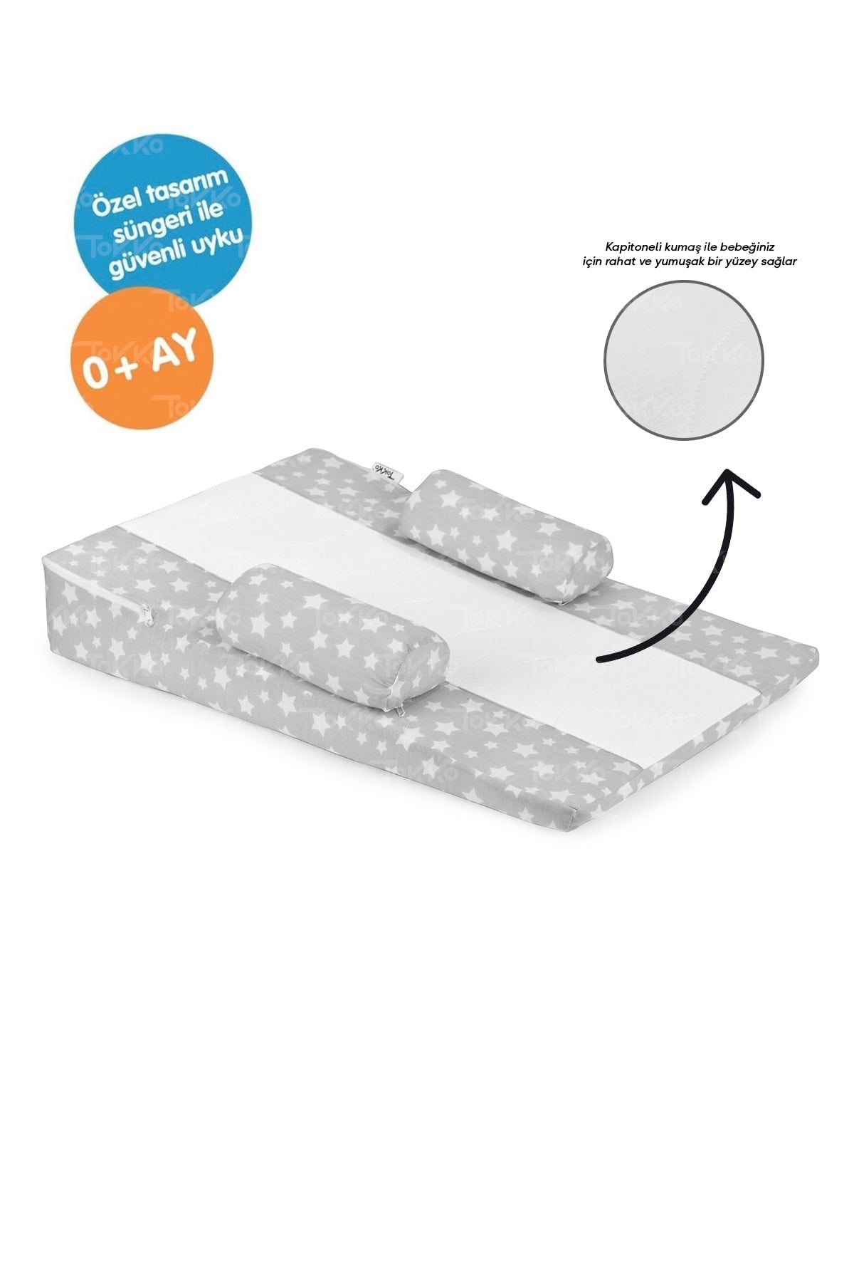 Multifunctional Washable Cover Orthopedic Baby Reflux Mattress-Degassing Baby Reflux Cushion Gray